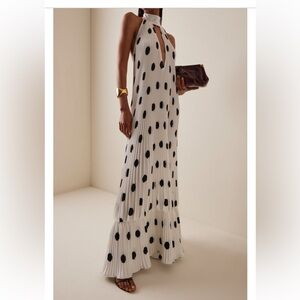 L’Idée Black and White Polka Dot Maxi Dress